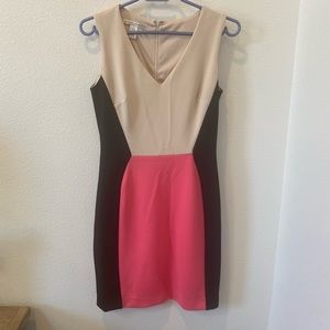 Tan,black,pink dress